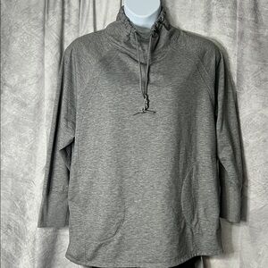 MTA Sport Heather Gray Mock Neck Sweatshirt with Front Pockets - 2X
